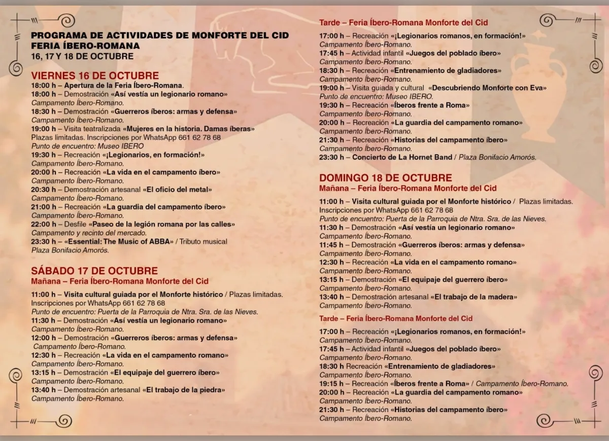 Programación Feria Íbero Romana Monforte del Cid