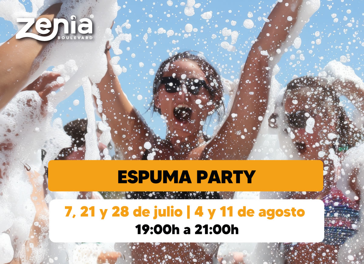 Fiestas de la espuma en Zenia Boulevard