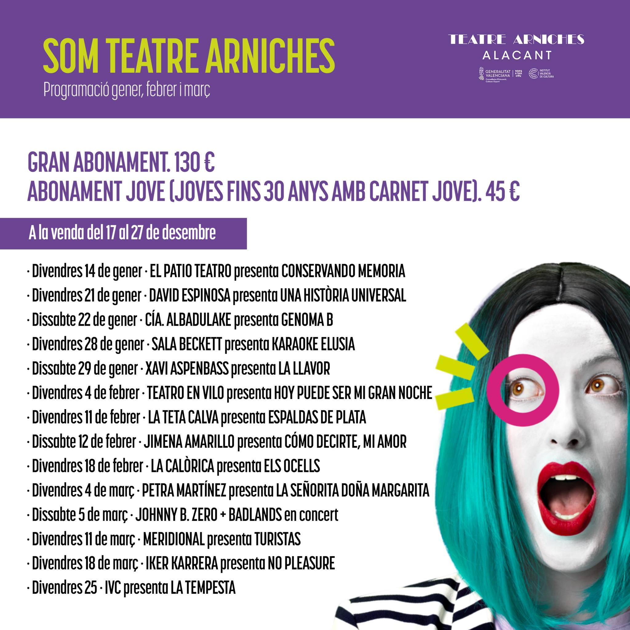 Abonos Teatre Arniches Enero-Marzo 2022