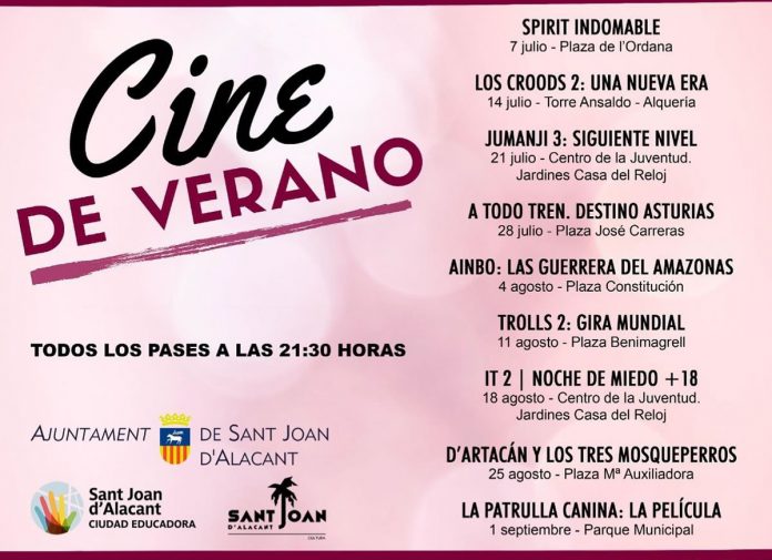 Cine de verano Sant Joan d'Alacant 2022
