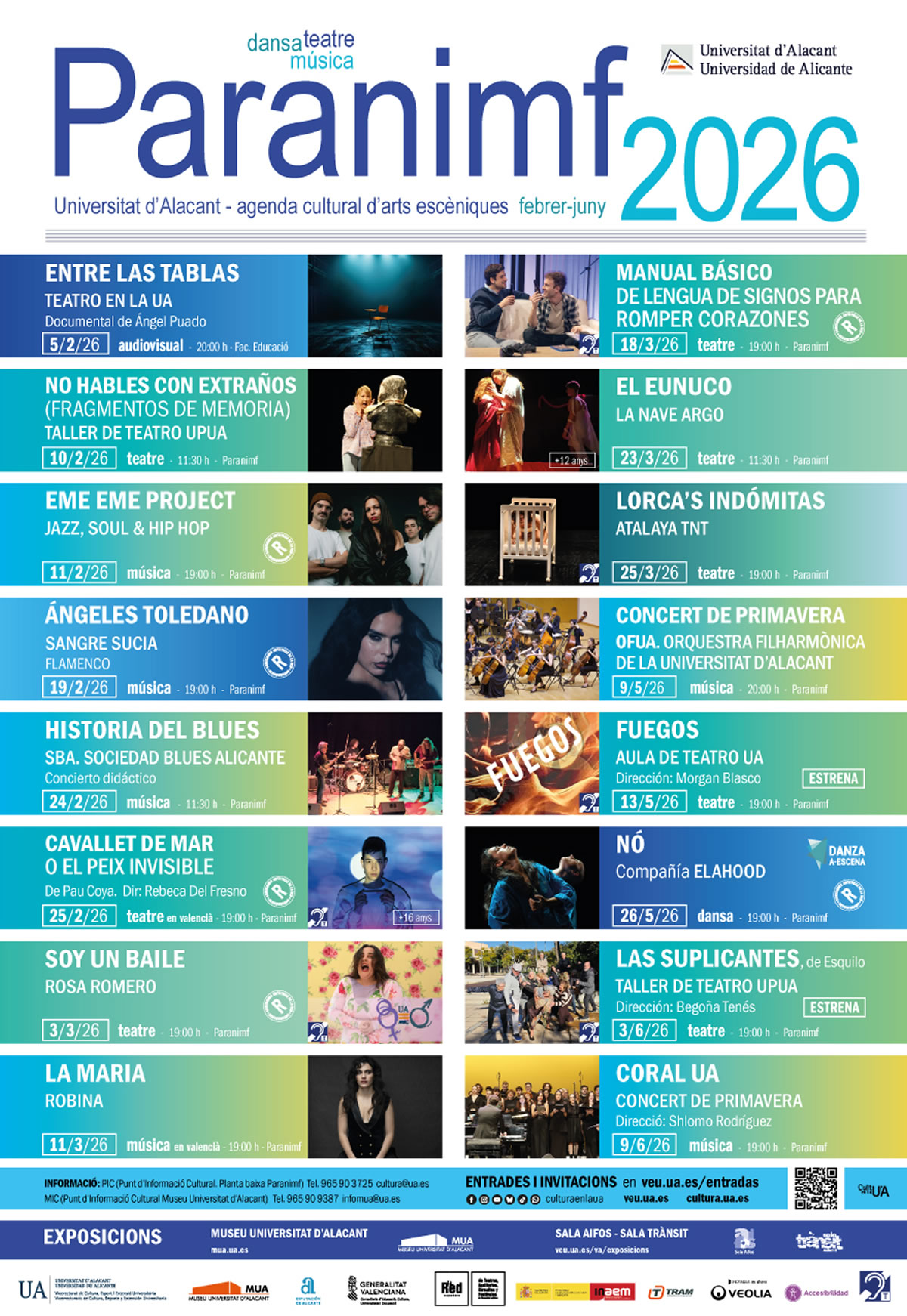 Programación Paranimf febrero-junio 2026